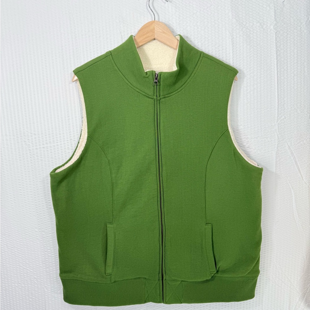 Women’s Sweater Green Fleece Vest Size XXL Old navy, Front Zipper With Pockets